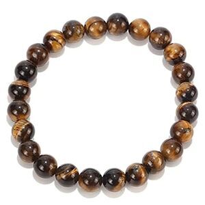 Natural Tiger Eye Stone Round Beads Volcanic Lava Bracelet (1 Pc )